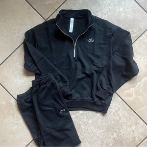 ALO Yoga Men's Black Zip-Up Sweater